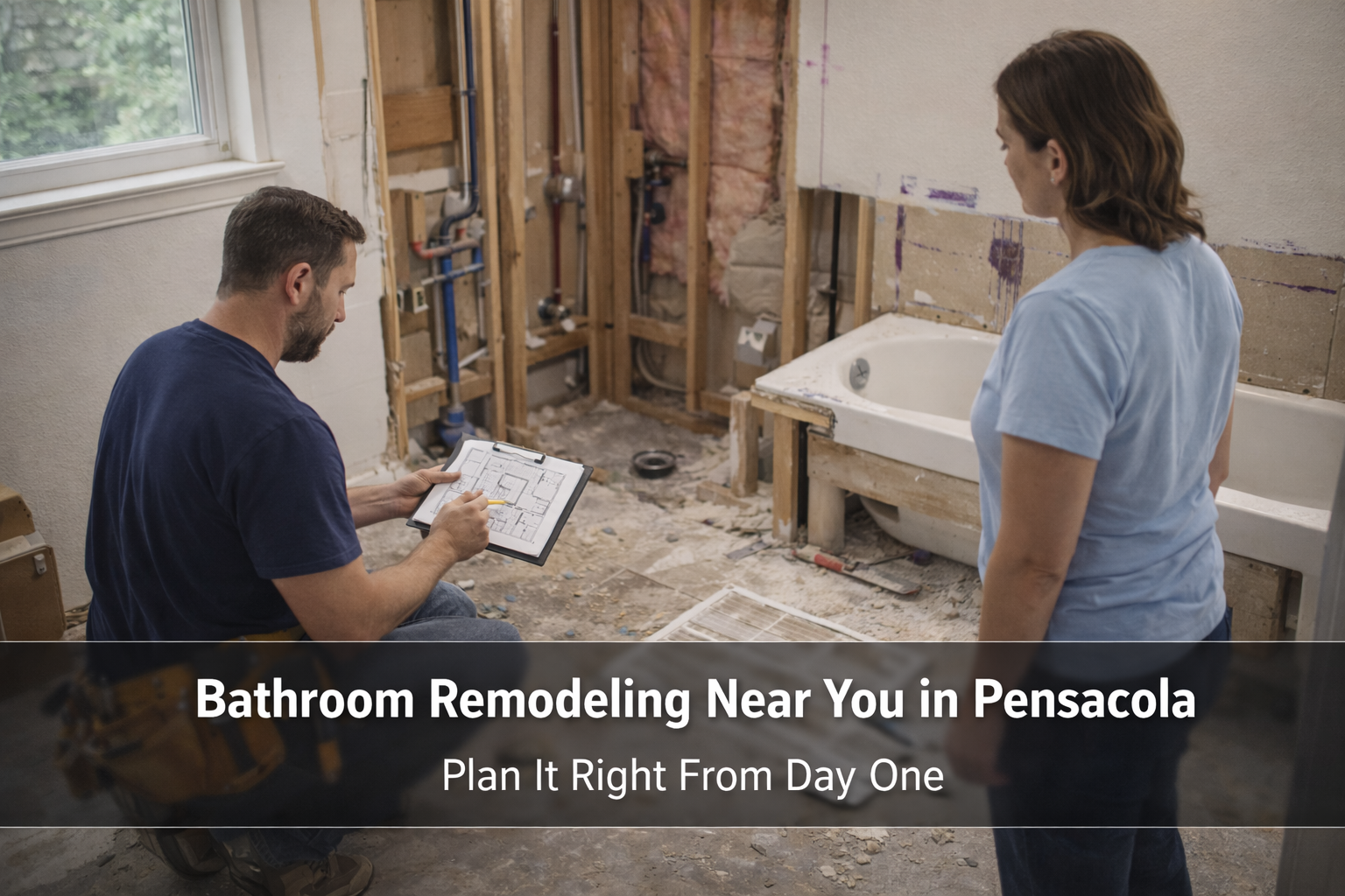 Bathroom remodeling contractor planning a renovation in Pensacola, FL