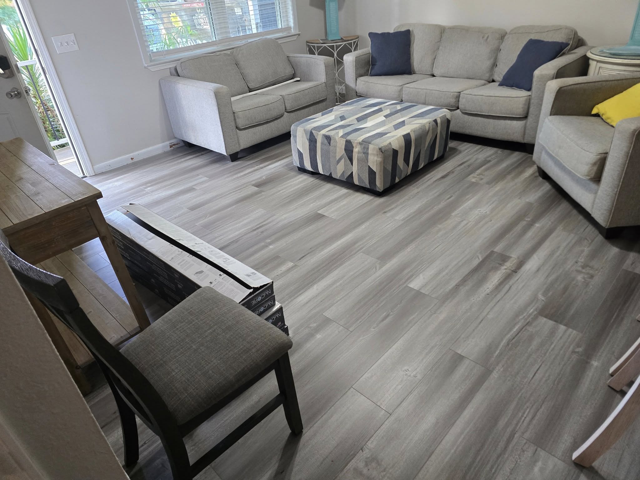 After: finished floor after moisture repair in Pensacola